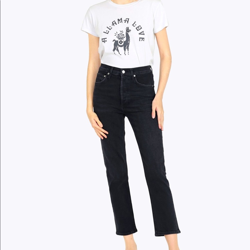 Agolde Riley High Rise Crop in Black Pepper 25